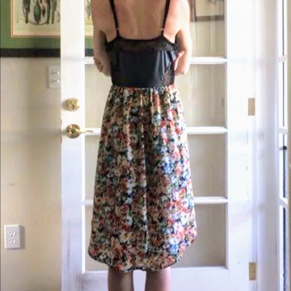 Hi-Lo Faux Leather Floral Dress - Picture 4 of 4